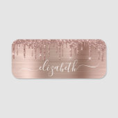 Porte-nom Parties scintillant rose de goutte d'or (Devant)