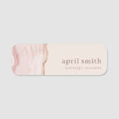 Porte-nom Pastel Blush doux Rose Or Agate Marbre Texture (Devant)