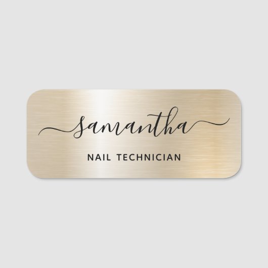 Porte-nom Pastel Perle Or Glam Signature Nom Poste (Devant)
