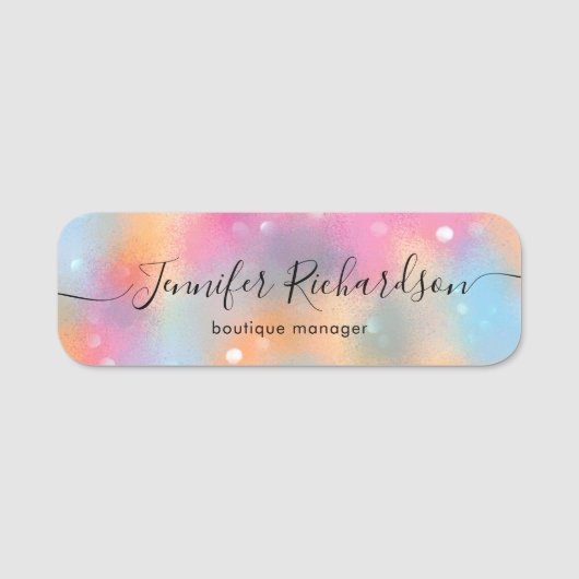 Porte-nom Pastel tendance Moderne Chic Fancy Calligraphie (Devant)