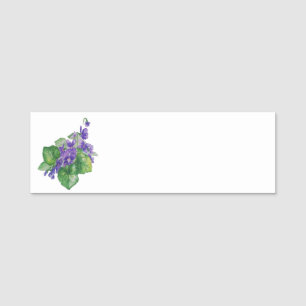 Porte-nom Peinture violette pourpre de fleur d'aquarelle.