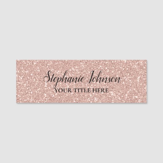 Porte-nom Personalized Faux Rose Gold Glitter (Devant)
