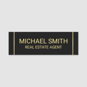 Porte-nom Personnalisé Black and Gold Professional