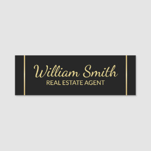 Porte-nom Personnalisé Black and Gold Professional