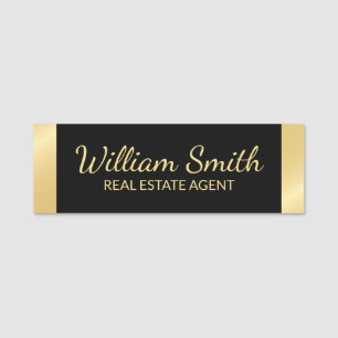Porte-nom Personnalisé Black and Gold Professional