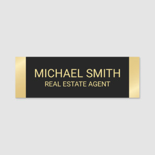 Porte-nom Personnalisé Black and Gold Professional
