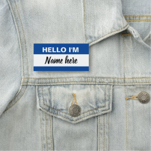 Porte-nom Personnalisé Bonjour mon nom est (bleu)