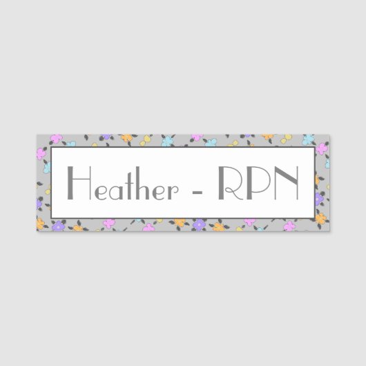 Porte-nom Personnalisé violet orange et gris (Devant)