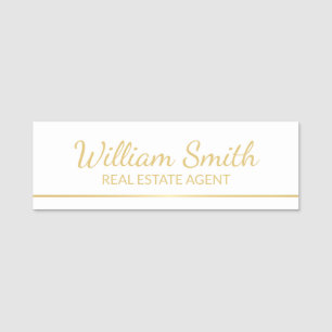 Porte-nom Personnalisé White and Gold Modern Professional