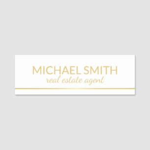 Porte-nom Personnalisé White and Gold Modern Professional