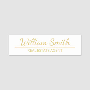 Porte-nom Personnalisé White and Gold Professional