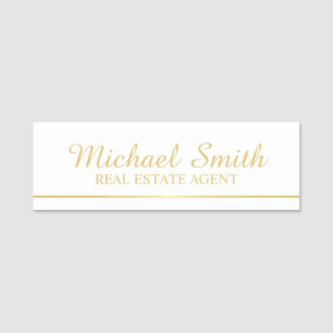 Porte-nom Personnalisé White and Gold Professional