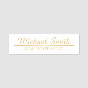 Porte-nom Personnalisé White and Gold Professional