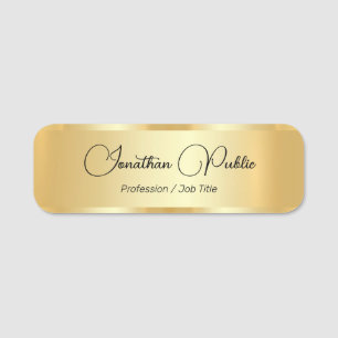 Porte-nom Personnaliser Faux Gold Typed Script Nom Élégant