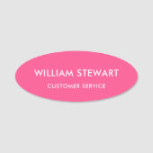 Porte-nom Personnel Professionnel Rose Hot Minimal Ovale (Devant)