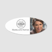 Porte-nom Photo Black White Logo Simple Oval (Devant)