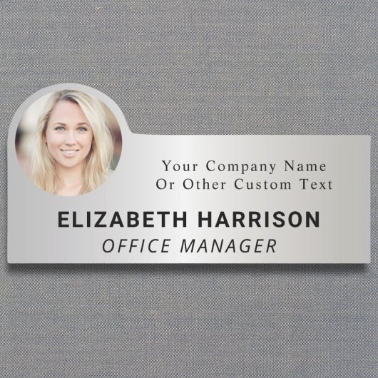 Porte-nom Photo d'employé moderne Silver