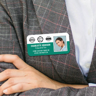Porte-nom Photo d'employé personnalisée aimantée verte à l'e
