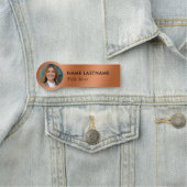 Porte-nom Photo ID Simple Sleek Faux Copper Business (En situation)