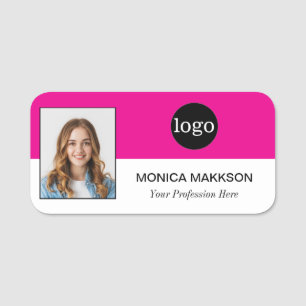 Porte-nom Photo personnalisée de l'employé, logo, nom - Peut