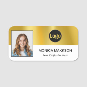 Porte-nom Photo personnalisée de l'employé, logo, nom - Peut