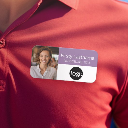 Porte-nom Photo personnalisée de l'employé, logo, nom - Peut