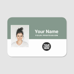 Porte-nom Photo personnalisée de l'employé, logo, profession