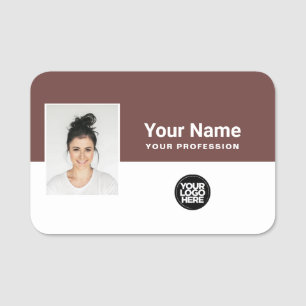 Porte-nom Photo personnalisée de l'employé, logo, profession