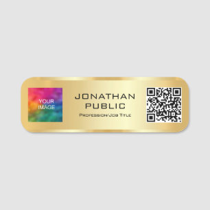 Porte-nom Photo personnalisée du membre du code QR ou logo d