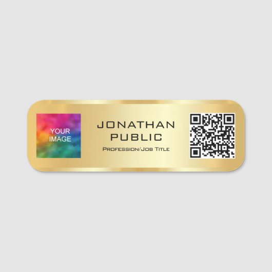 Porte-nom Photo personnalisée du membre du code QR ou logo d (Devant)