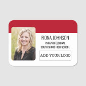 Porte-nom Photo simple du logo de l'employé (Devant)