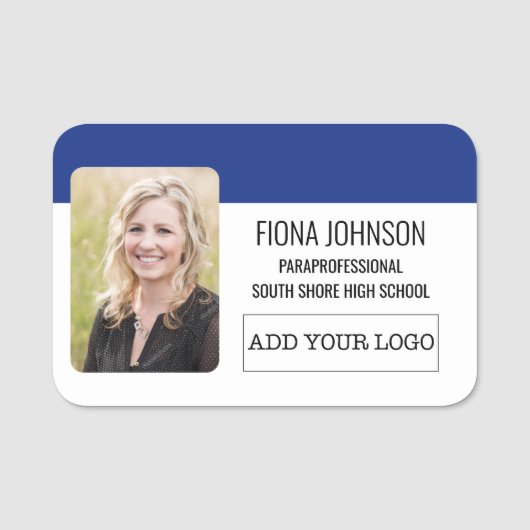 Porte-nom Photo simple du logo de l'employé (Devant)