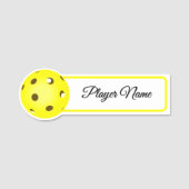 Porte-nom Pickleball Player Yellow Pickleballs Personalized (Devant)