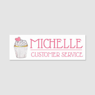 Porte-nom Pink Heart Cupcake Shop Cake Bakery Pâtisserie Che