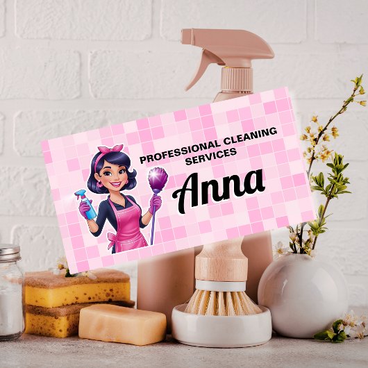 Porte-nom Pink Maid Janitorial Cleaning Service