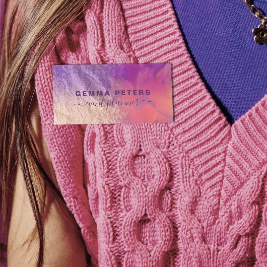 Porte-nom Pink Purple Gold Foil Parties scintillant Calligra