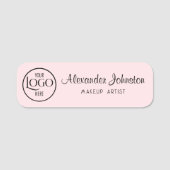 Porte-nom Pink & White Script Makeup Personalize (Devant)
