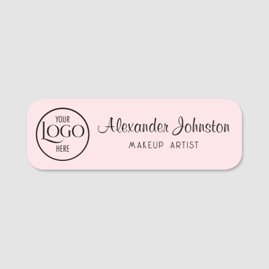 Porte-nom Pink & White Script Makeup Personalize (Devant)