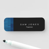 Porte-nom Pixel noir moderne N bleu (En situation)