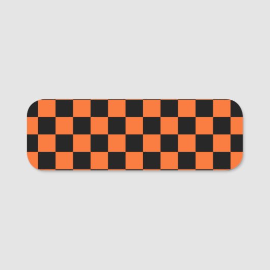 Porte-nom Plaid de contrôle du bison orange et noir (Devant)