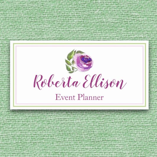 Porte-nom Planificateur professionnel Purple Aquarelle Rose 