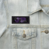 Porte-nom Point Polka noir et blanc : Chic violet monogramme (En situation)