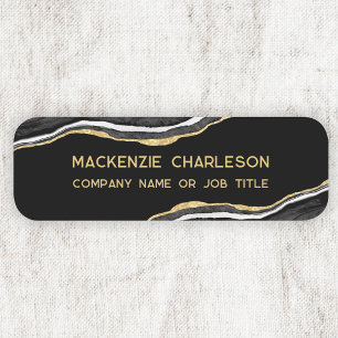 Porte-nom Porte en marbre noir Parties scintillant en or