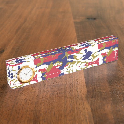 Porte-nom Pour Bureau 4th of July, Independence day, Camouflage Gold (Taille)