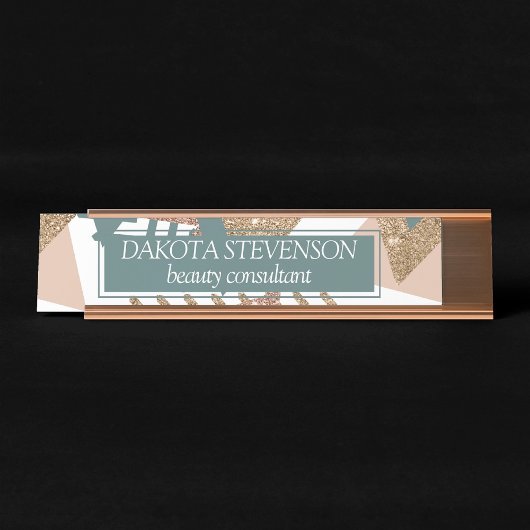 Porte-nom Pour Bureau 80s rétro Abstrait | les années 70 Palette Vert et