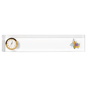 Porte-nom Pour Bureau Abeille à fleurs avec plantes sauvages