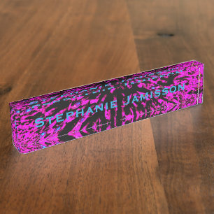 Porte-nom Pour Bureau Abrégé sur acrylique roses indien et noir de