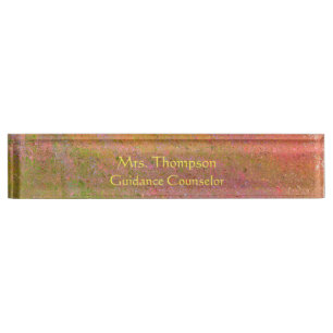 PORTE-NOM POUR BUREAU ABSTRACT/PINKS MULTICOLORE, OR, GREENS/DIG.MANI