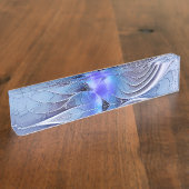 Porte-nom Pour Bureau Abstrait Art Fractal Lavande Bleu (Taille)