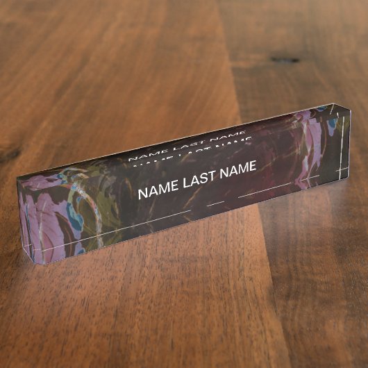 Porte-nom Pour Bureau Abstrait atomique noir rétro (Taille)